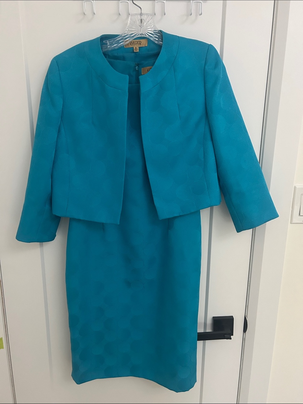Kasper Teal Two-Piece Dress and Jacket Set